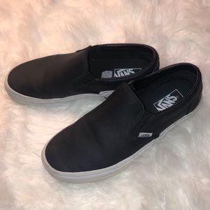 Black leather slip on vans